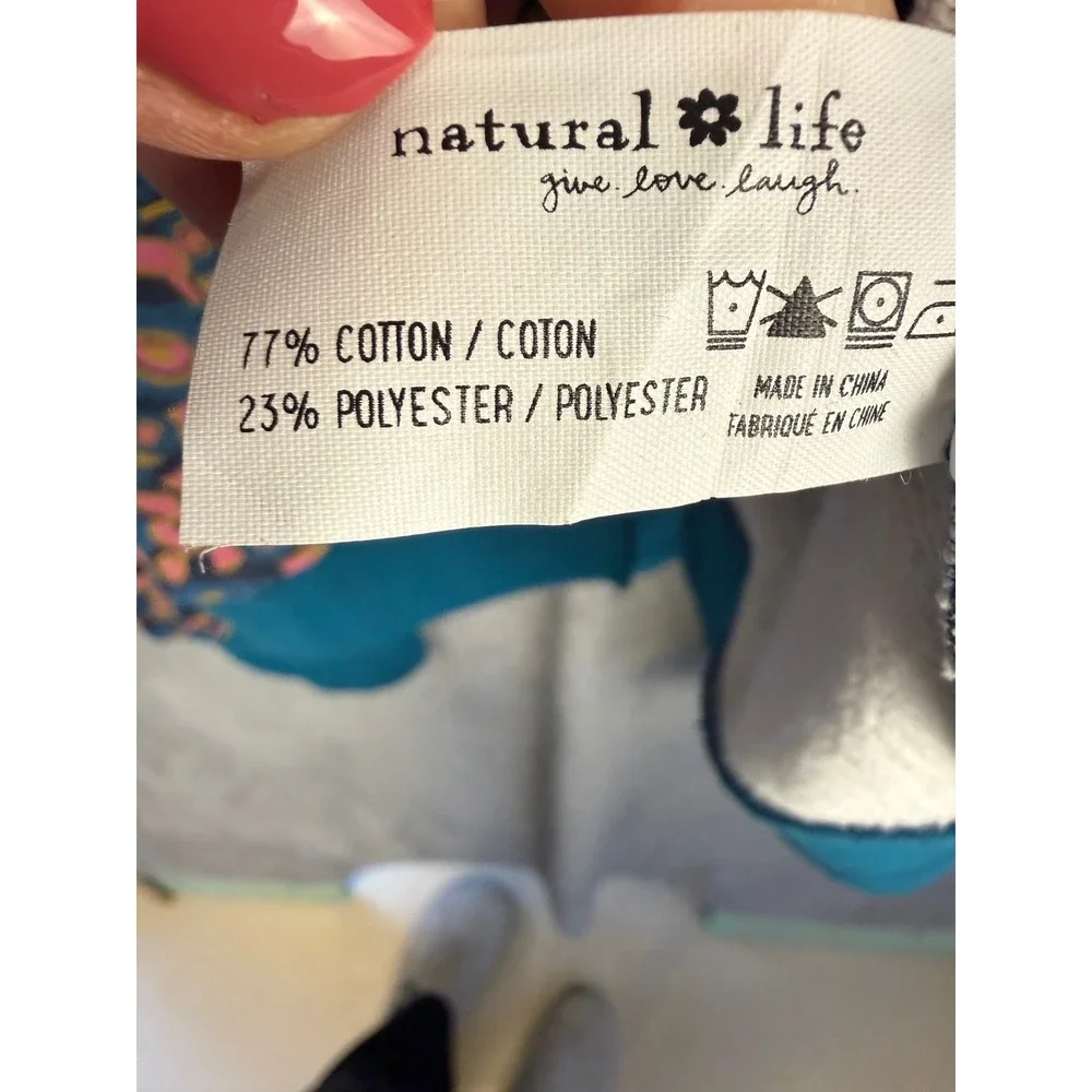 Natural Life Floral Cropped Sweatshirt Womens XL Blue Pink Mustard Pullover 645 - Picture 7 of 8